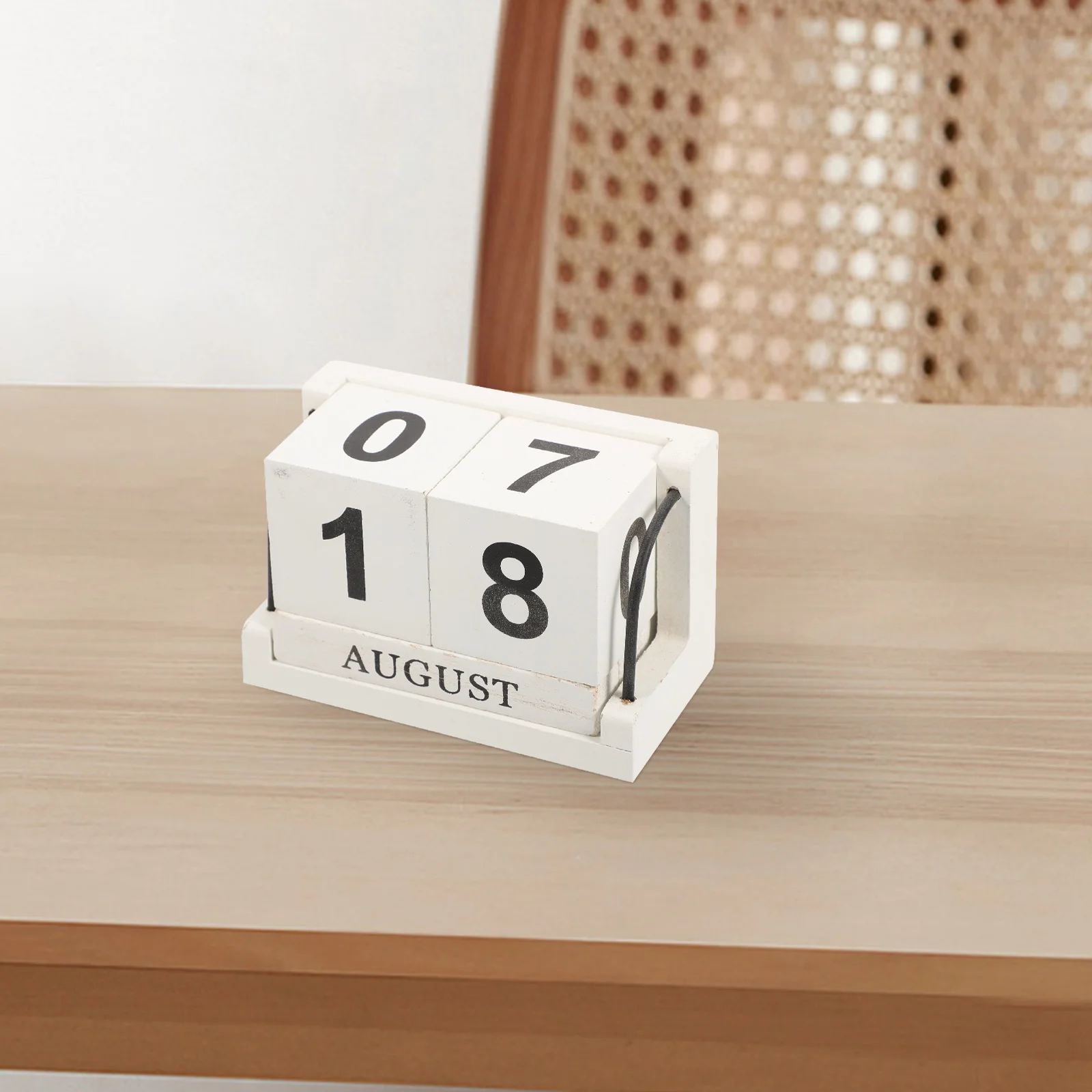 

Wooden Calendar Blocks Lightweight Reusable Desk Home Office Decor Vintage Display Date Year Month Numeric