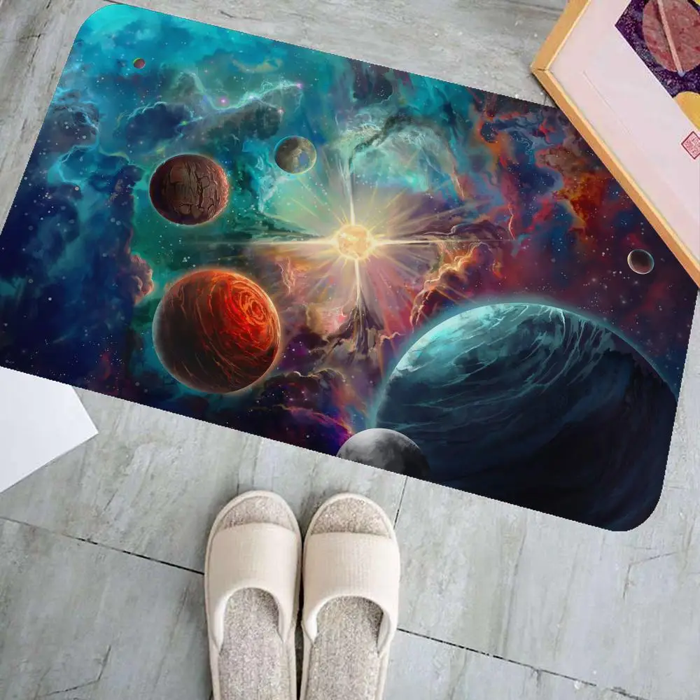 3D Planet solar system galaxy Floor Mat Door Mat Washable Non-Slip Living Room Sofa Chairs Area Mat Kitchen Doormat Area Rug