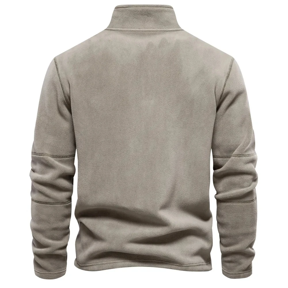 Nueva chaqueta gruesa de lana cálida para hombre, jersey con cuello con cremallera para otoño e invierno, sudadera de calidad de marca para hombre,