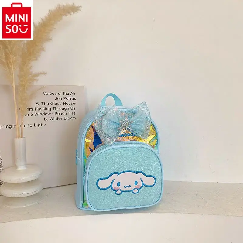 MINISO Sanrio mochila para niños, Linda mochila para estudiantes con lazo, niña de dibujos animados Kuromi Hello Kitty