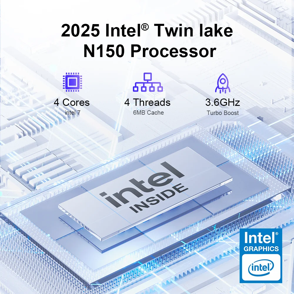 Acoveita G2 Pro Mini-PC Mini-Computer Intel N150 bis zu 3,6 GHz 12 GB DDR5 512 GB M.2 SSD Win11 Pro Desktop-Computer Mini-Desktop-PC