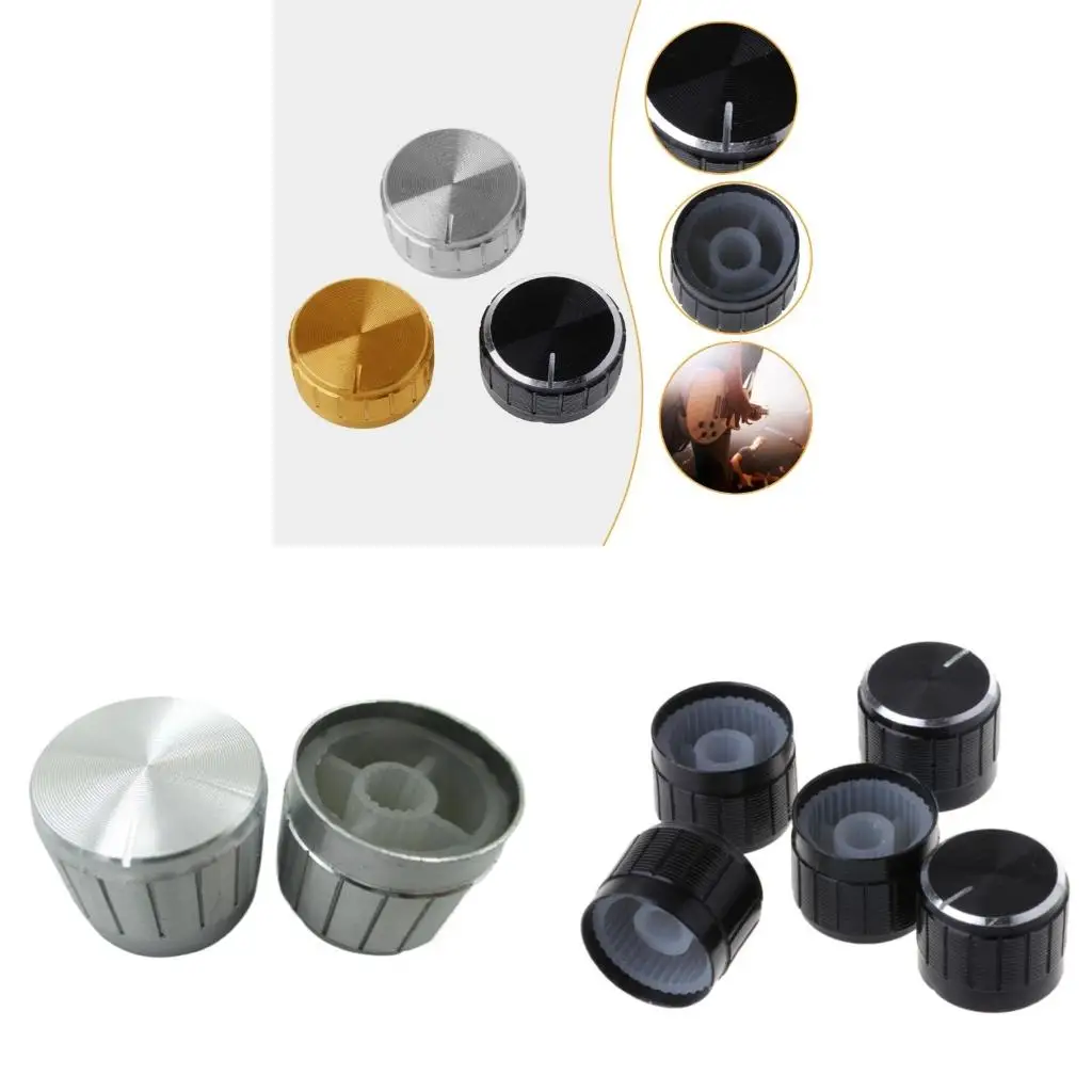 Q39E 10Pcs Metal Potentiometer Knob Volumes Control Knob Replacement Guitar Pedal Knob