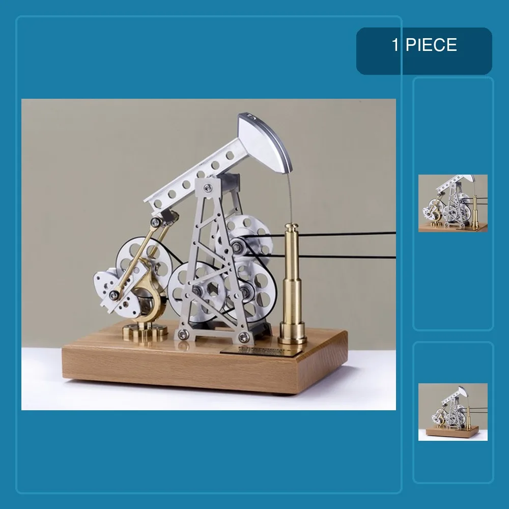 Imported Stirling Pumping Unit Drilling Oil Well Model Movable Stirling Engine DIY Assembly Metal Mechanical Toy for kids adults