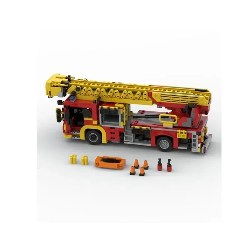 MOC-86254 conjunto de vehículo de rescate de incendios de ciudad, modelo de bloques de construcción empalmado, piezas de bloques de construcción 1079, juguete para regalo de cumpleaños para niños