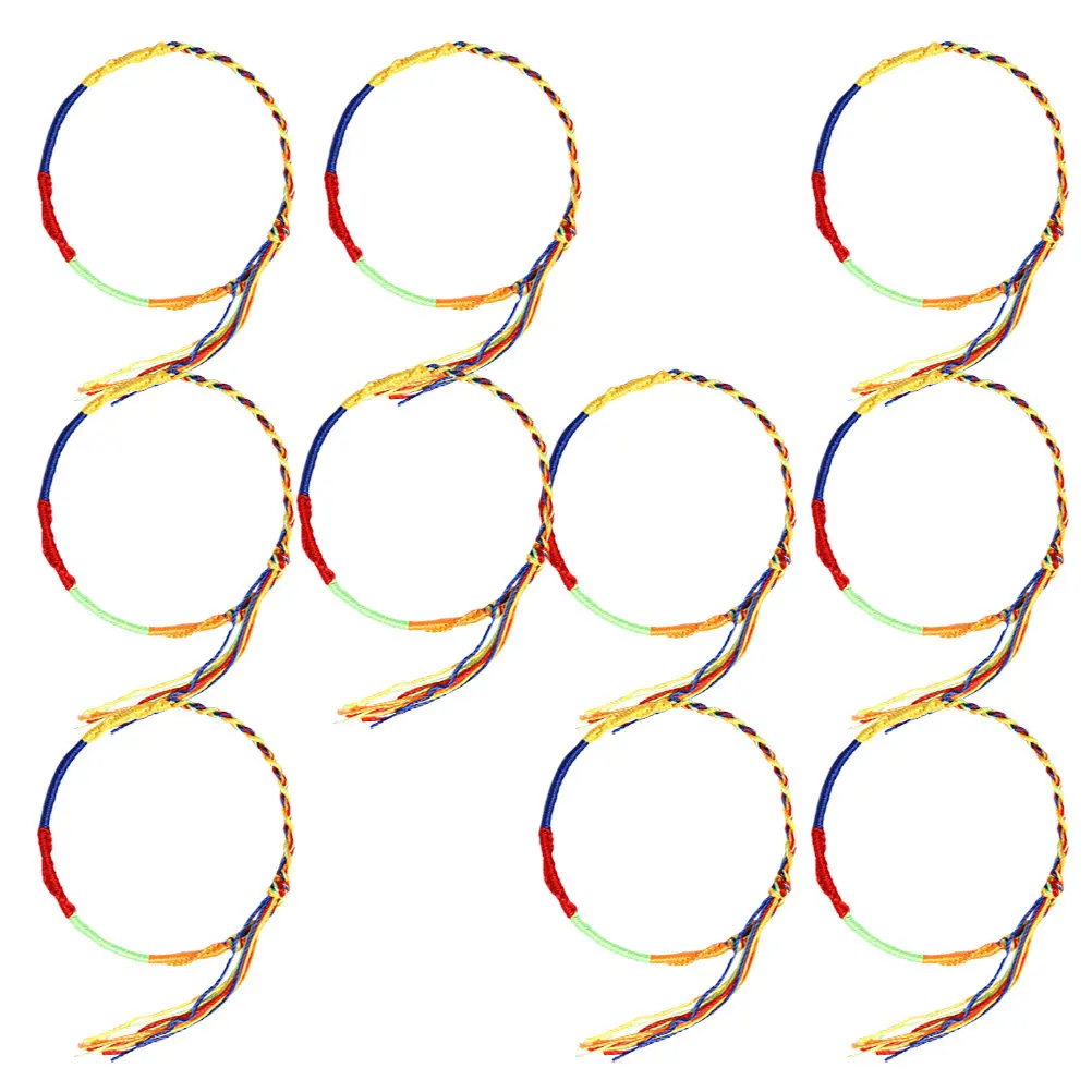 10Pcs Multicolored Rope Lover Bracelet Premium Chinlon Material Hand-Woven Delicate Workmanship Charm Unique Visual Appeal