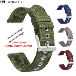 18mm 20mm 22mm High Quality Nylon Canvas Watch Strap Quick Release Sport Bracelet for Seiko for Samsung Galaxy Watch42 46mm Band