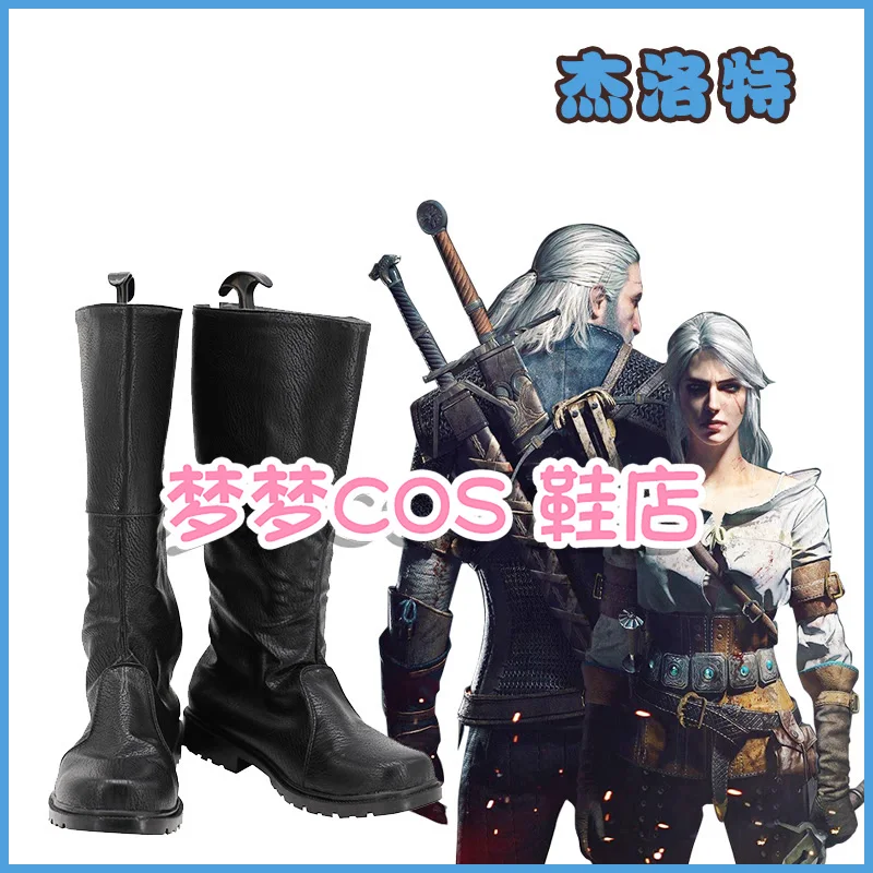 

Geralt Cosplay Shoes Fantasy Black Boots Wizard Disguise PU Leather Shoes Men Disguise Roleplay Footwear Halloween