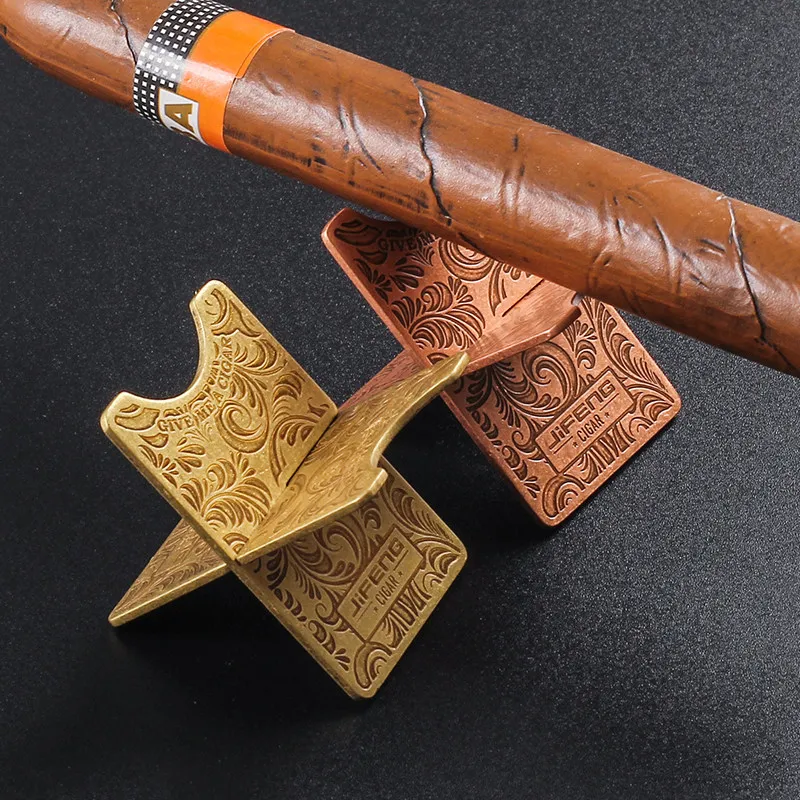 

Portable foldable copper cigar holder with leather case cigar accessories
