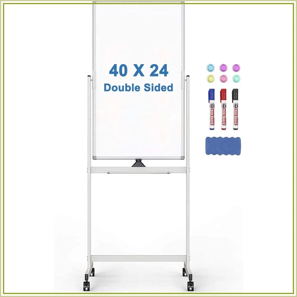 Mobile Double Sided Magnetic Whiteboard with Stand