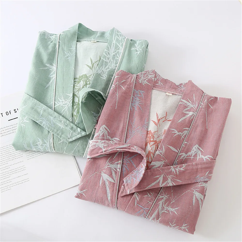 

Robes for Women's Spring and Summer Cotton Sweat-absorbing Yukata Kimono Printed Pijamas Bathrobes