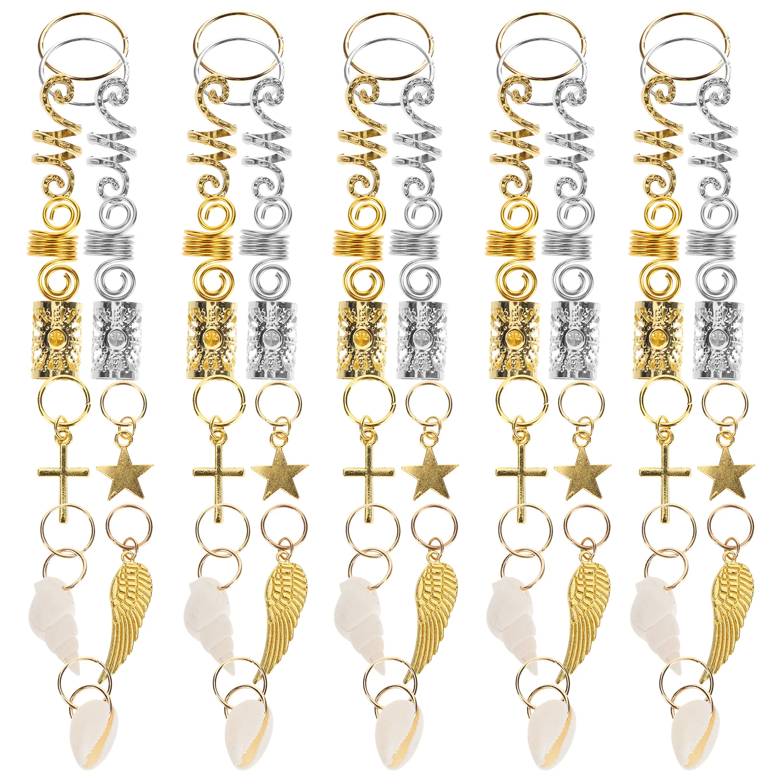 

159pcs Metal Round Buckle Hairpins Gold Beads Accessories for Braids Hair charms cuffs pendants spirals coils jewelry beginners