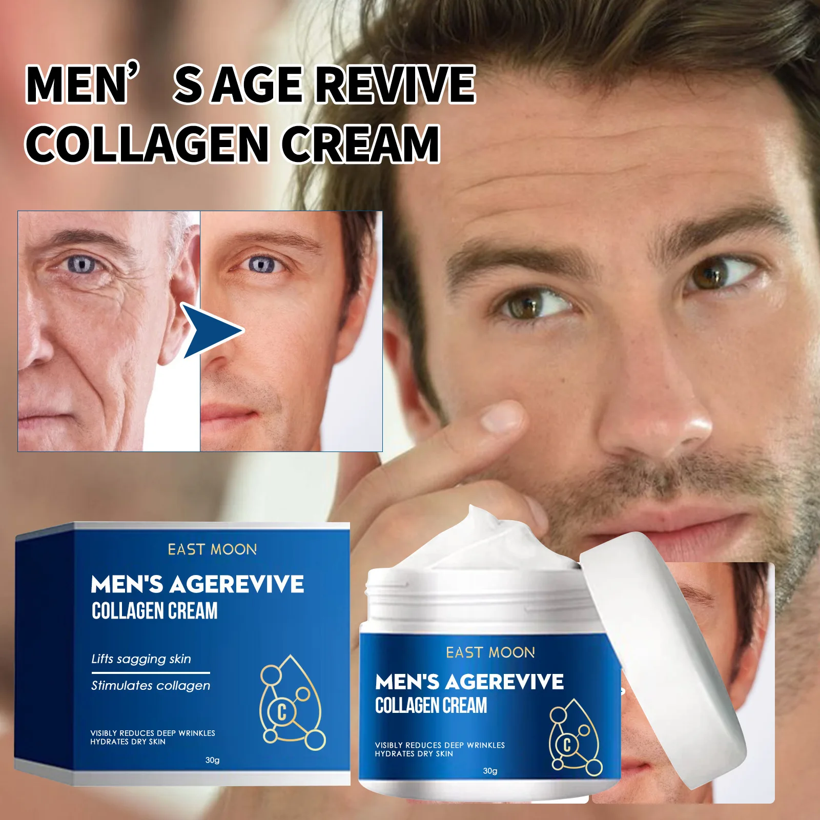 

Men's collagen anti wrinkle cream to lighten fine lines and tighten the skin, anti-aging moisturizing cream