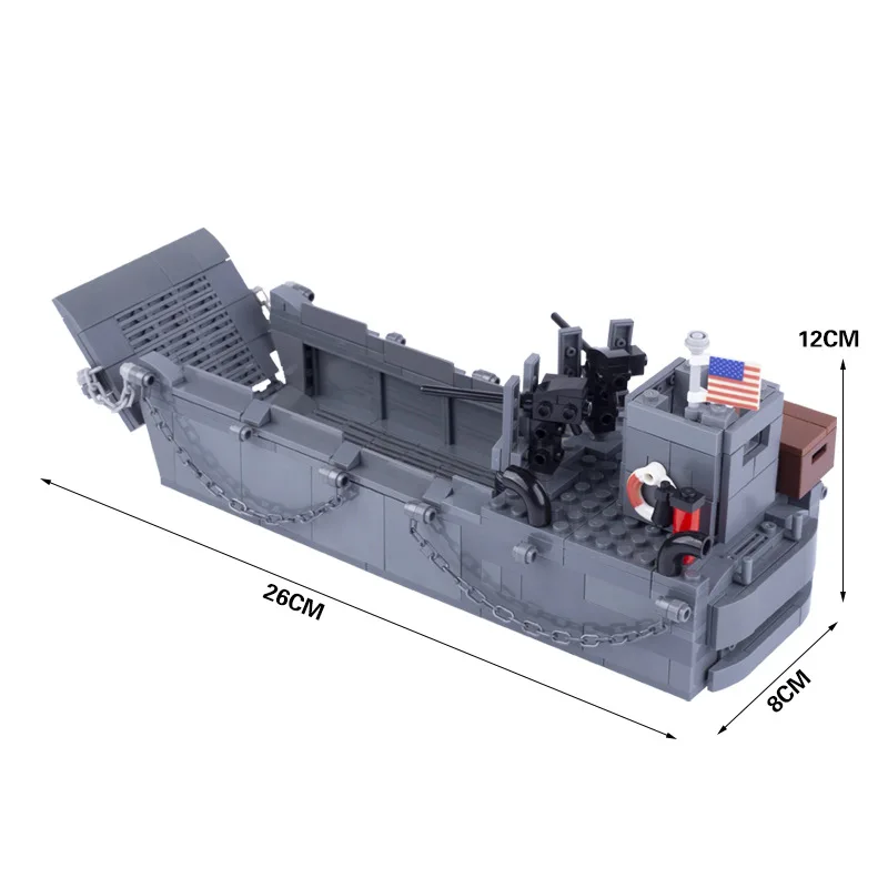 WWII Military Vehicle Building Blocks American Solider Figures Equipment Weapons LCM3 Navy Landing Craft MOC Mini Bricks QT011