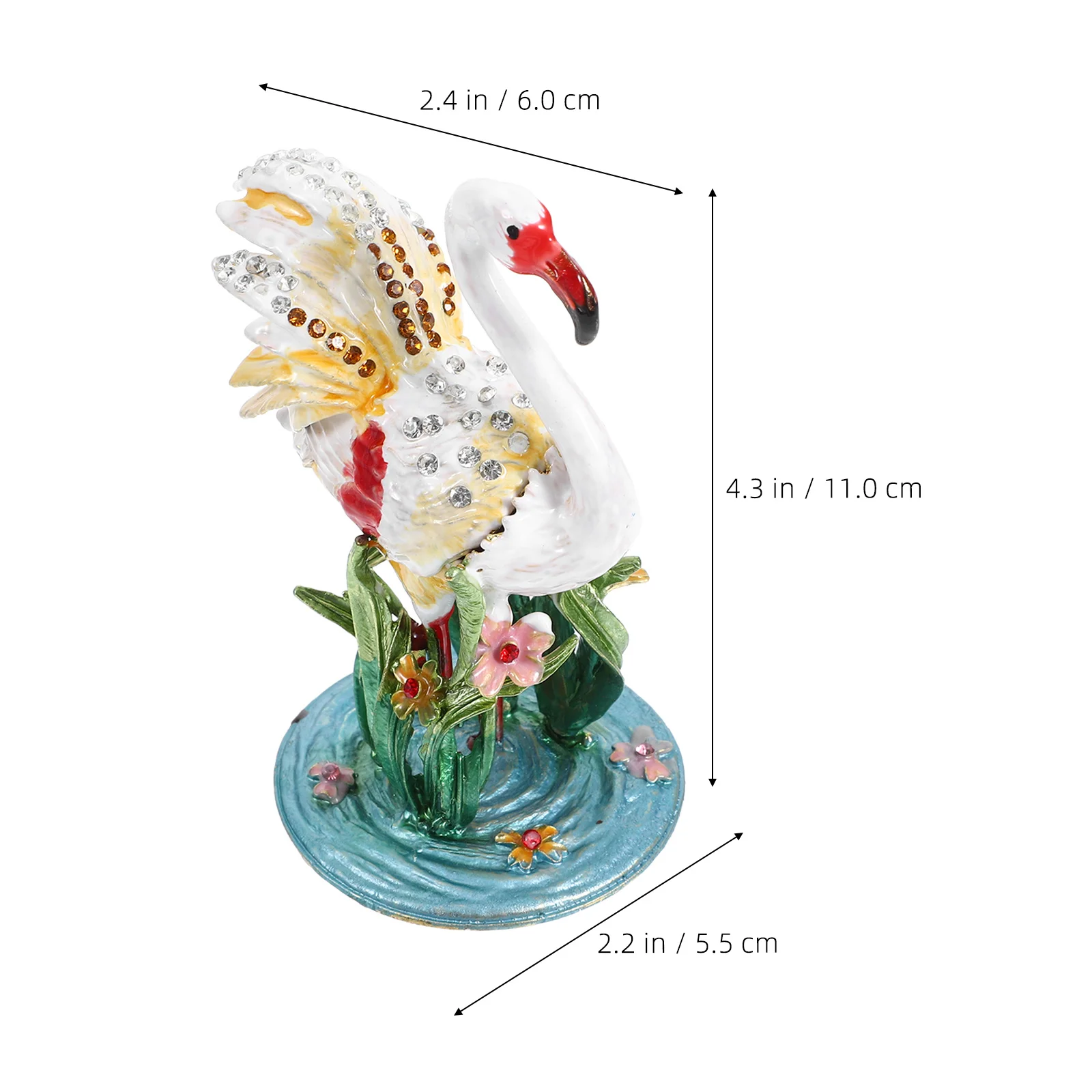 Flamingo Jewelry Box White Mini Trinket Storage Display Case For Ring Necklace Earrings Organizer Decorative Home Desk