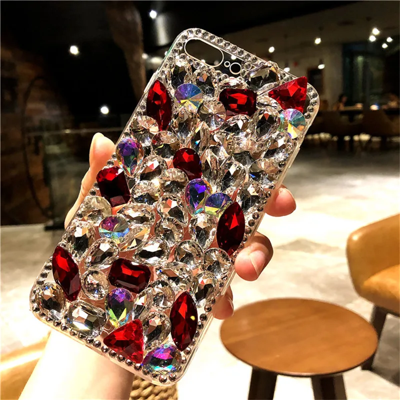 Lovely Bling Crystal Diamonds Phone Case, 3D Stones, Soft Back Cover for iPhone 11, 12, 13, 14, 15, MAX, Pro, 15Pro