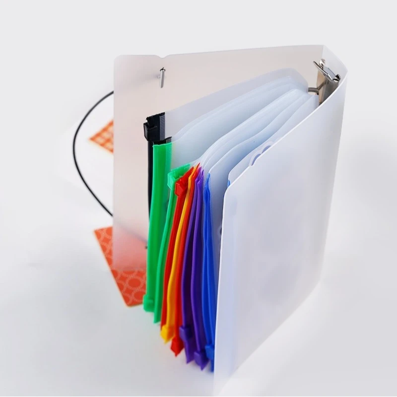 

1 шт., 6 отверстий, матовая сумка на молнии из ПВХ для переплета A5 A6, папка для журналов, папка с отрывными листами, внутренняя страница, держатель для заметок, купюр, денег