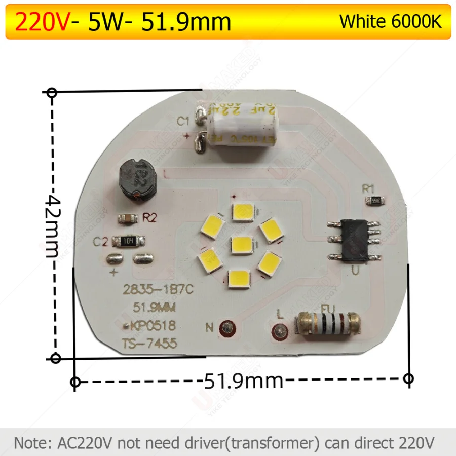 Imagem -04 - Driverless Led Pcb com Smd Integrado ic Driver Luz de Rastreamento Downlight Led Direto 3w 5w 9w ac 220v 10 Pcs