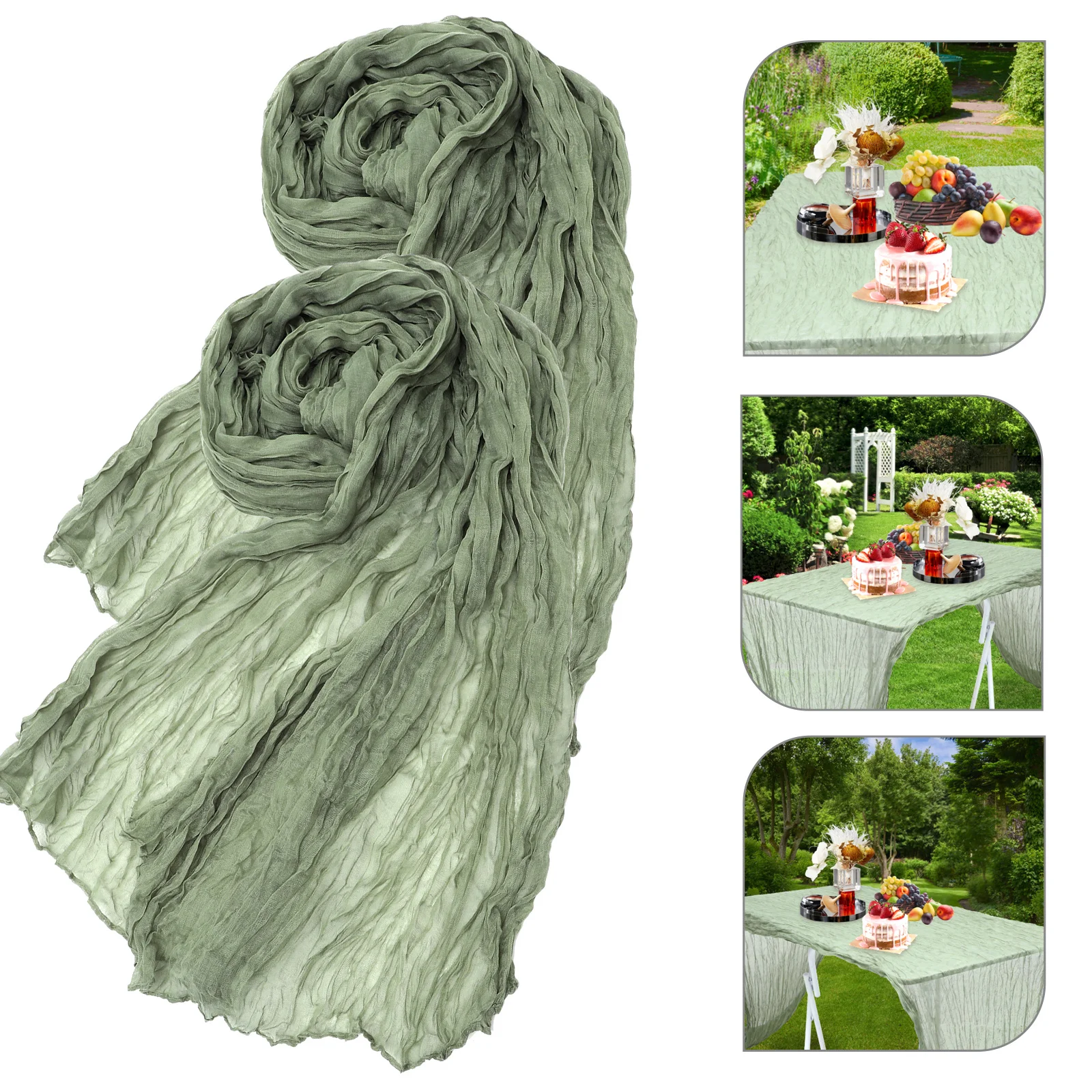 

2Pcs Boho Style Rustic Gauze Table Runner Wedding Party Decorative Dining Tablecloth Centerpiece Farmhouse Style Cover