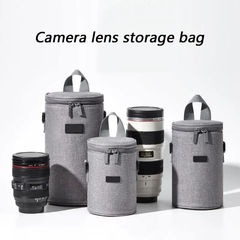652F Soft Lined Cylinder Bag for Safeguarding Camera Lenses During Travel Transport