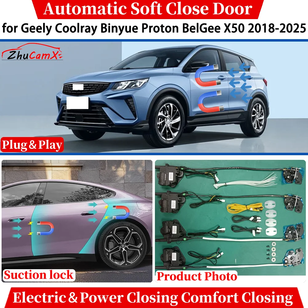 for Geely Coolray Binyue Proton BelGee X50 2018-2025 Car Automatic Soft Close Door Electric Power Comfort Closing Suction lock