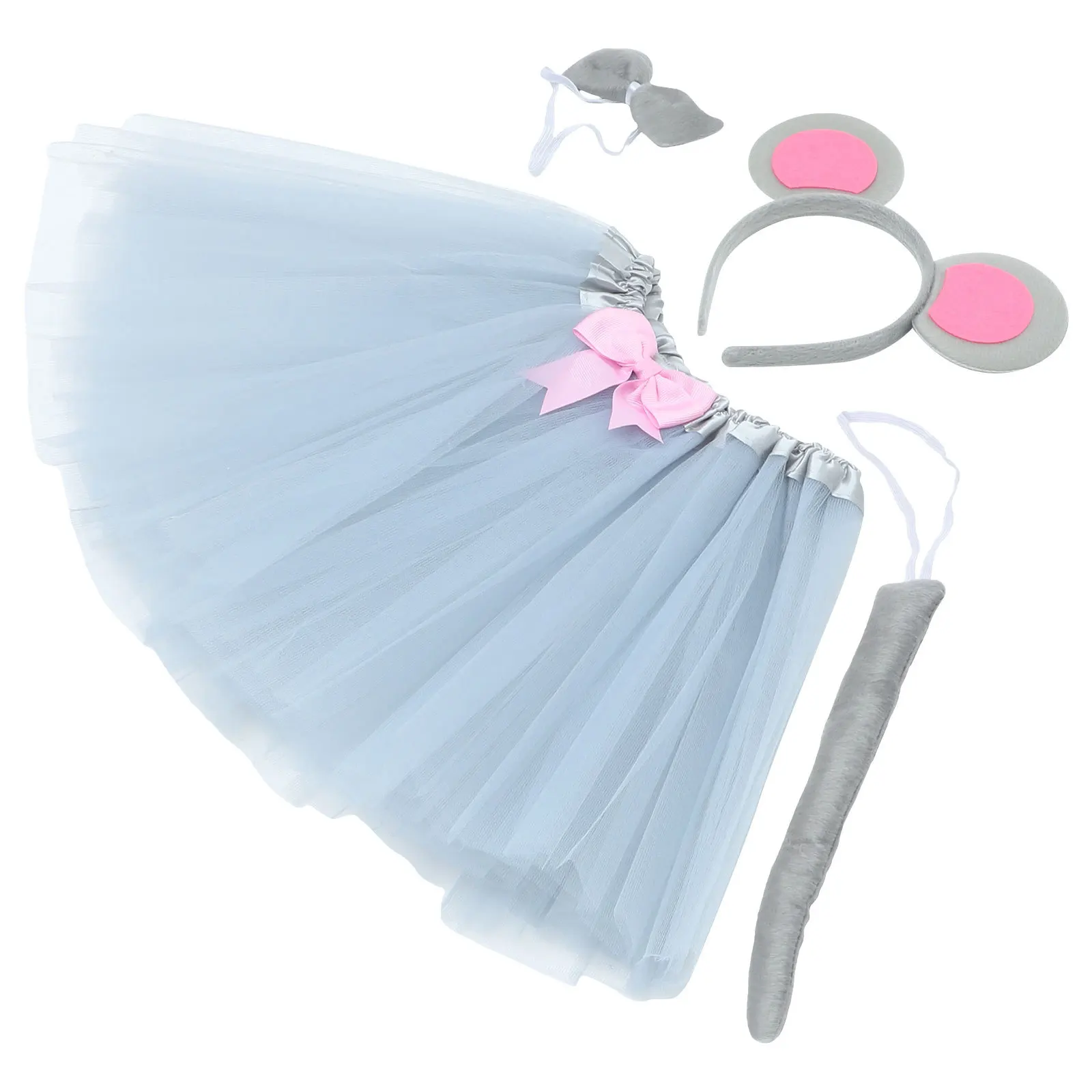 1 set Mouse Ears Headband Costume Set For Kids Girls Rat Animal Cosplay Accessories Halloween Party Dress Up Role