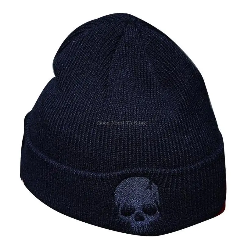 Embroidery Knit Beanie Hat Winter Outdoor Boys Girls Warm Keeping Cap Stretchy Cuffed Thick Hat Hip Hop Hat