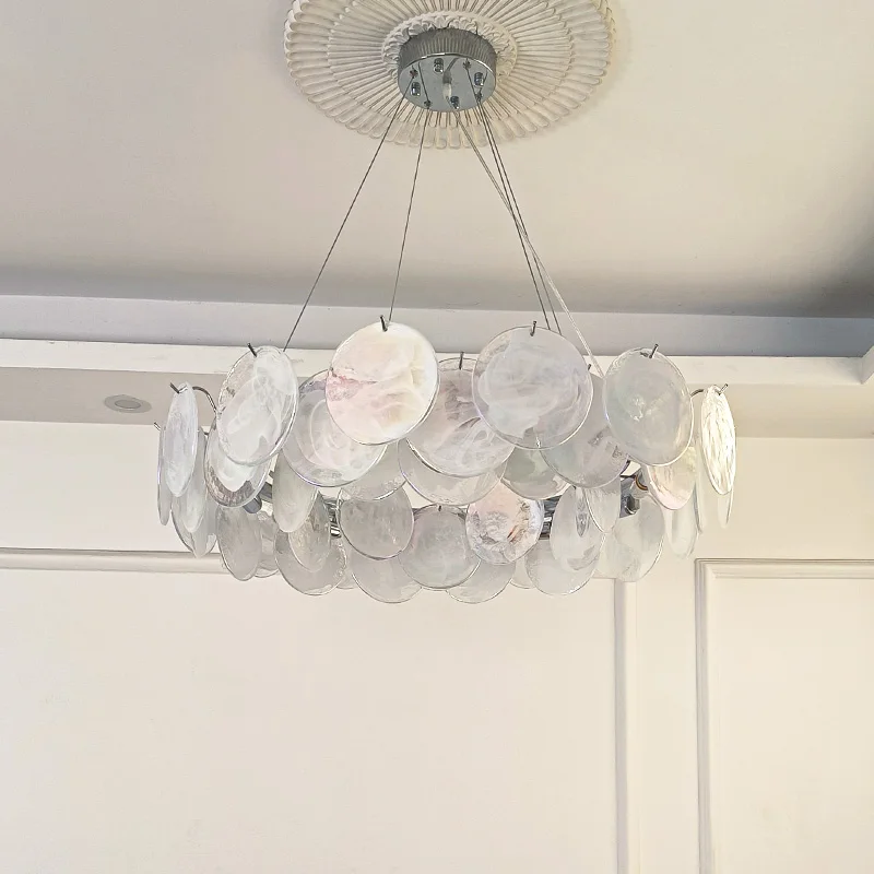 Modern Ceiling LED Pendant Light White Rainbow Glass Home Decoration Living Room Bedroom Dining Room