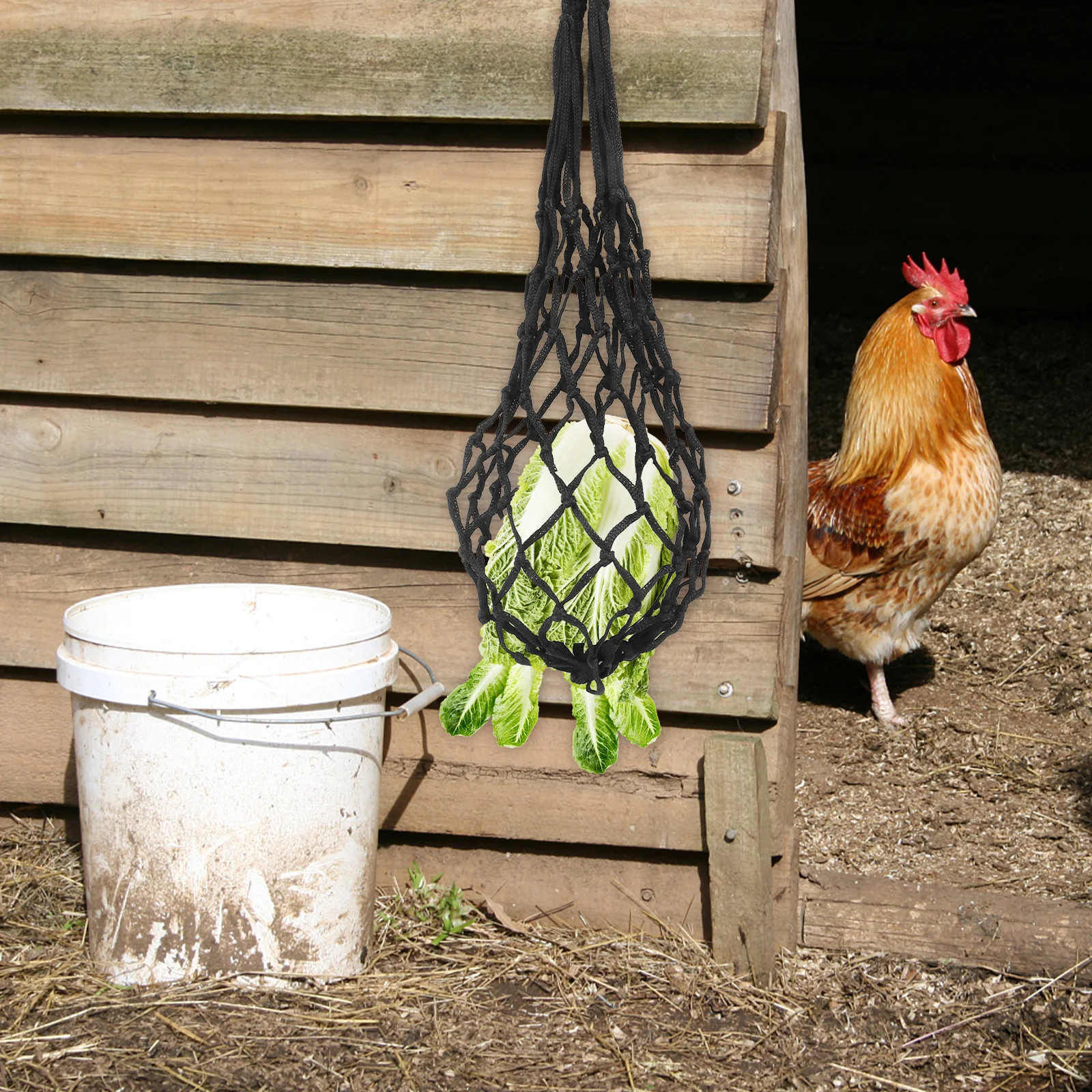 

1Pcs Hanging Feeding Mesh Bag Durable Livestock Feeder Thickened Poultry Food Container Braided Rope Practical Netting