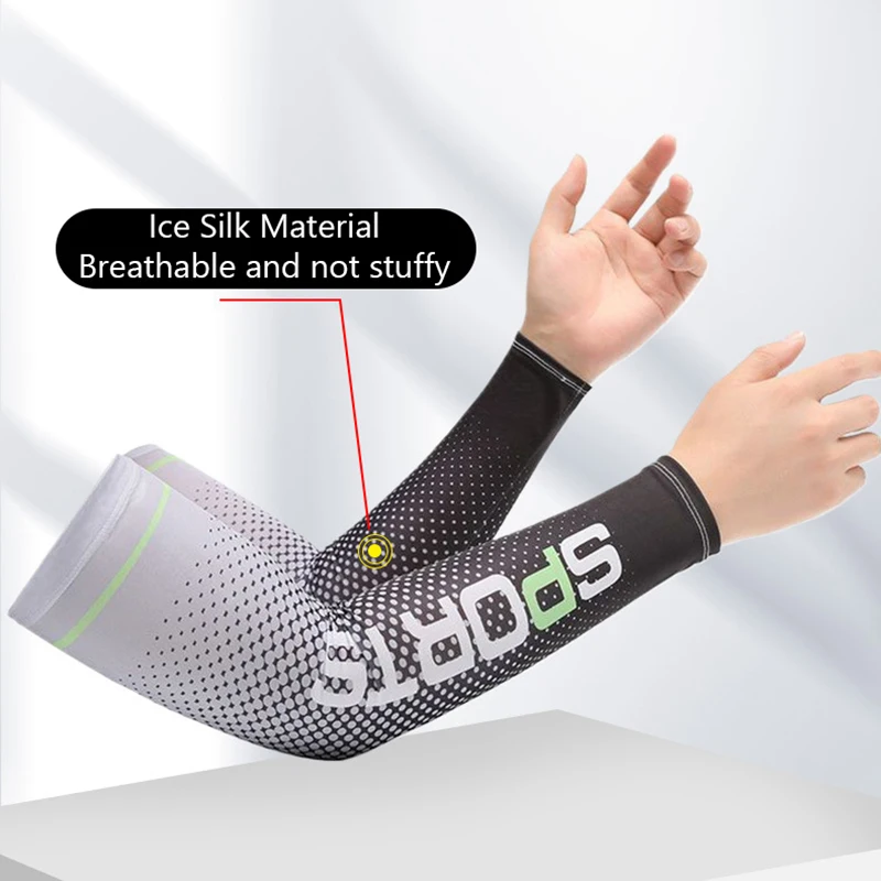 New Ice Silk Sleeve Sunscreen Cuff UV Sun Protection Arm Sleeves Anti-Slip Men Women Long Gloves Outdoor Cool Sport Cycling