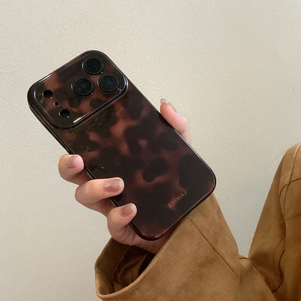 Retro stilvolle bernsteinfarbene Lamber-Muster glänzende Handyhülle für iPhone 17, 16, 15, 14, 13, 12, Pro Max Plus Air – Detail 8