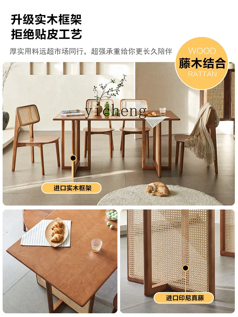 ZML طاولة طعام منزلية من الخشب الصلب وكرسي مجموعة طاولة طعام صغيرة من خشب الرماد #5