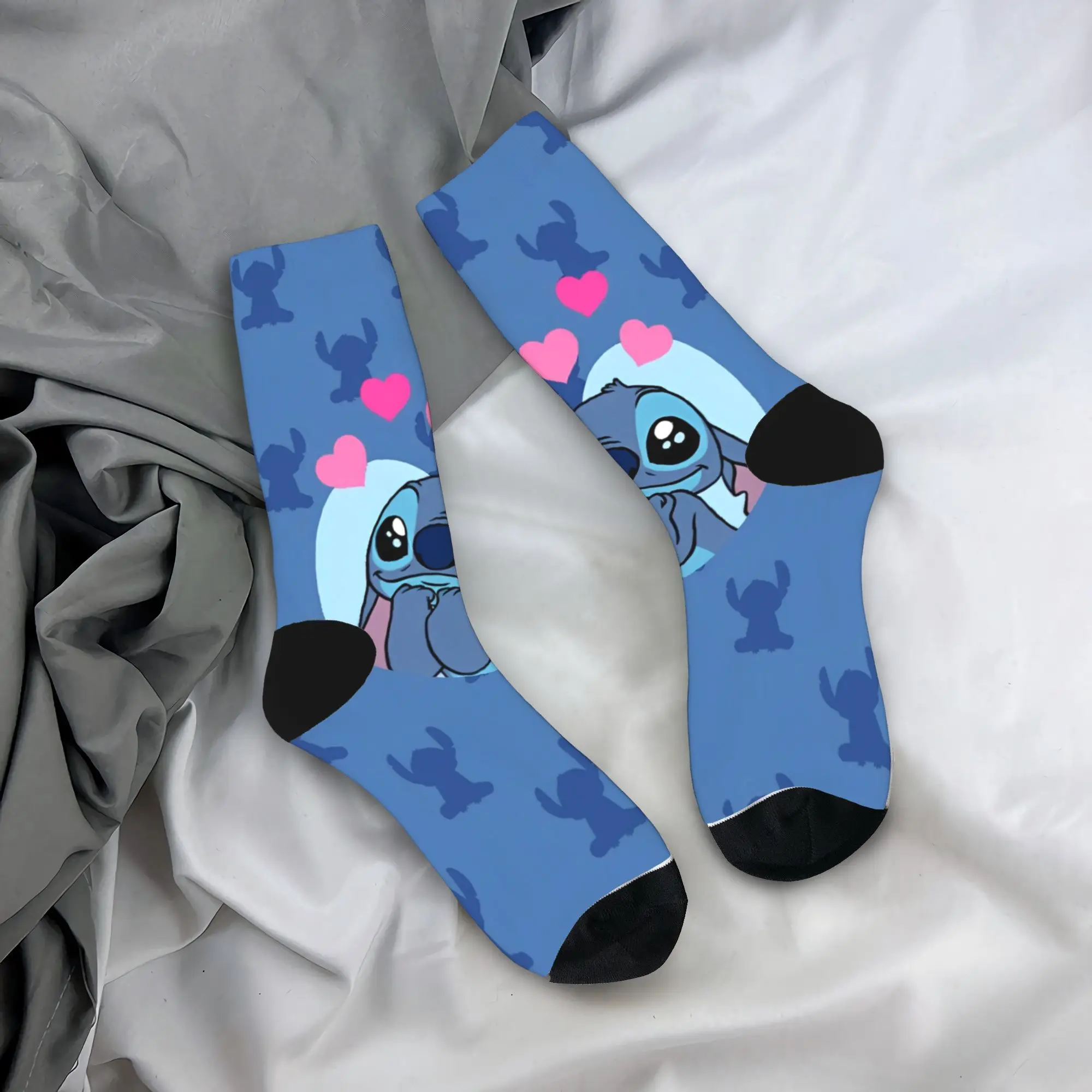 

Зимние теплые крутые унисекс носки Kawaii Stitch с милыми мультяшными анимационными впитывающими пот средними носками-трубами