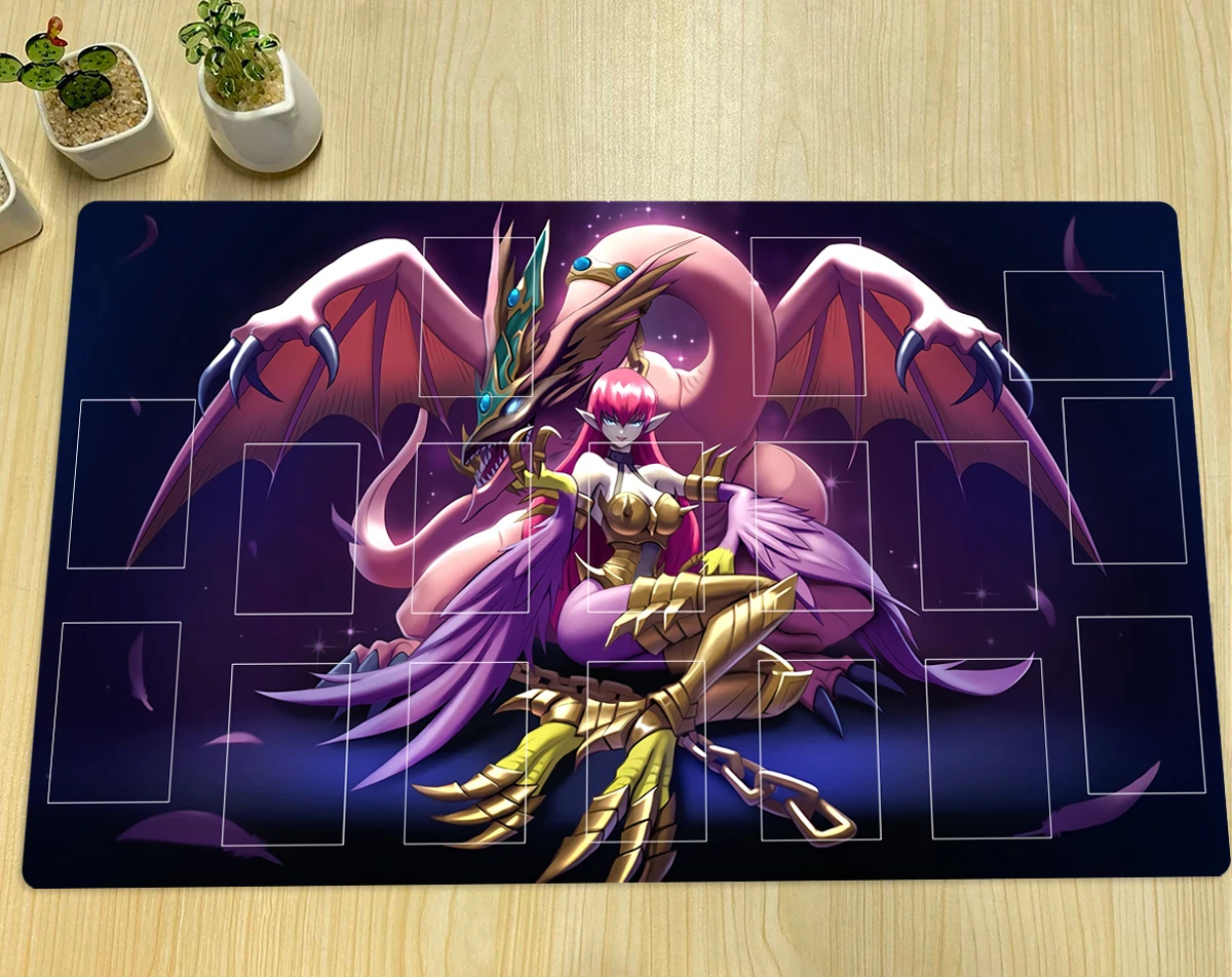 YuGiOh Playmat Harpie Lady and Pet Dragon TCG CCG Board Game Trading Card Game Mat Custom Gaming Mouse Pad Rubber Desk Mat & Bag