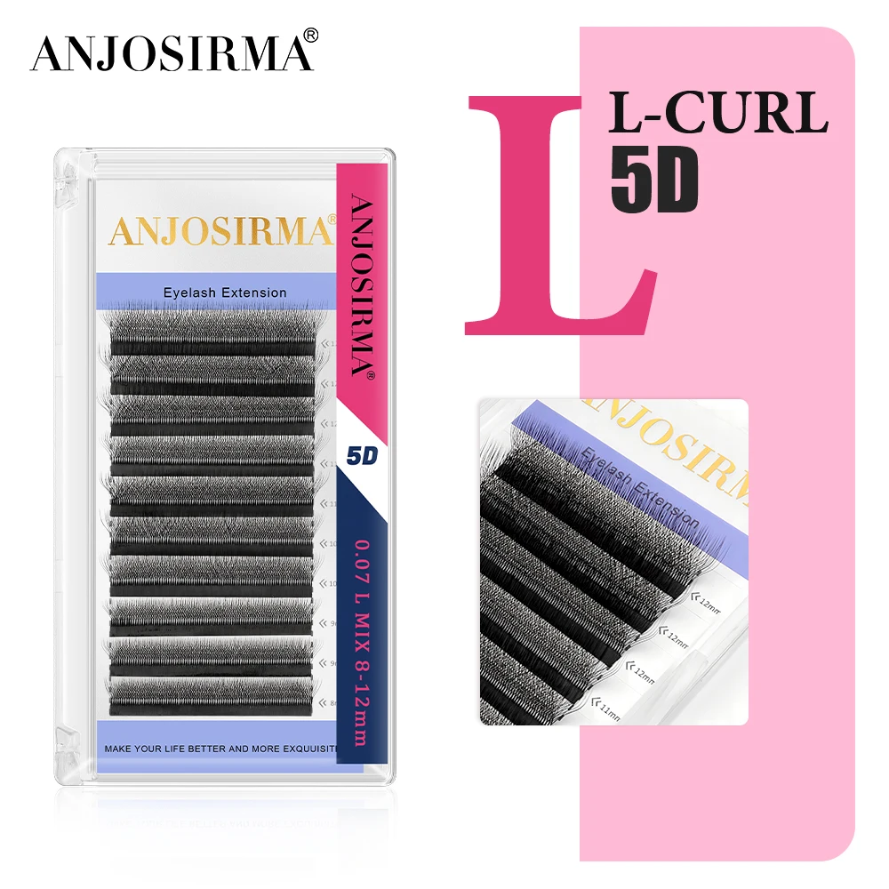 ANJOSIRMA 5D W shaped L Curl  Eyelash Extension Automatic Flowering natural soft Faux Mink False Eyelashes Premade Volume Fans