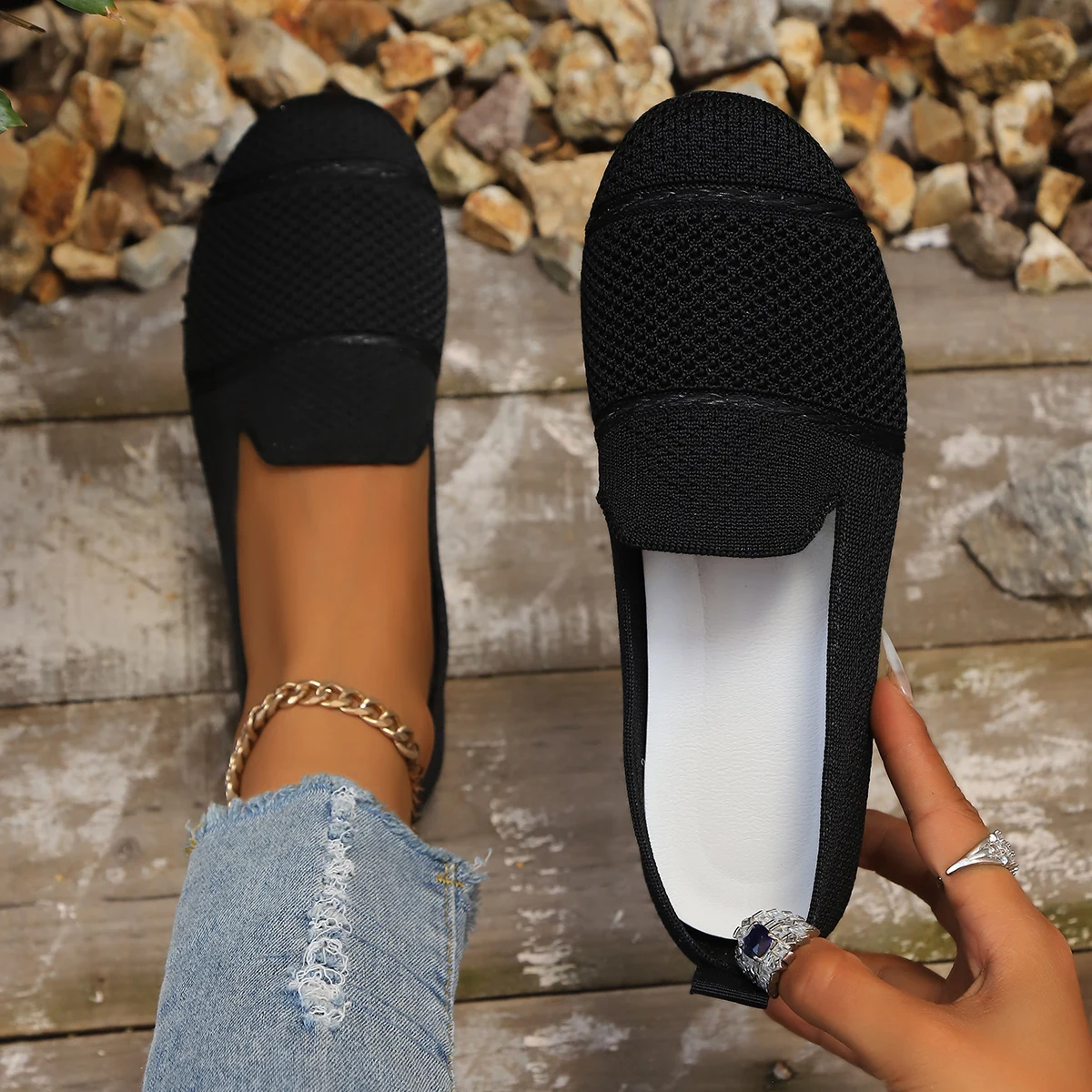 Schuhe für Damen, Frühjahrskollektion, neue Landschaftsmotive, bestickte Schuhe, im nationalen Stil, runde Schuhspitze, weiche Sohle, bequem, zum Hineinschlüpfen, für Damen mittleren Alters, Freizeit-Schuhe. – Detail 6
