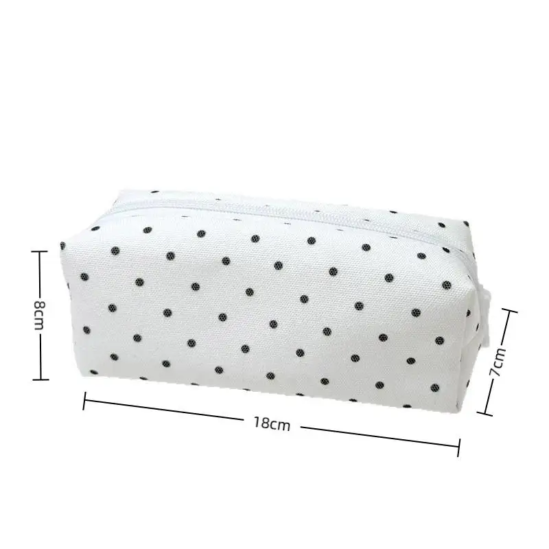 Stifteetui mit Polka-Dot-Muster, großes Fassungsvermögen, weiche Haptik, Stifttasche, Schreibwaren-Organizer, ideal für den Schulanfang, 1 Stück. – Detail 8