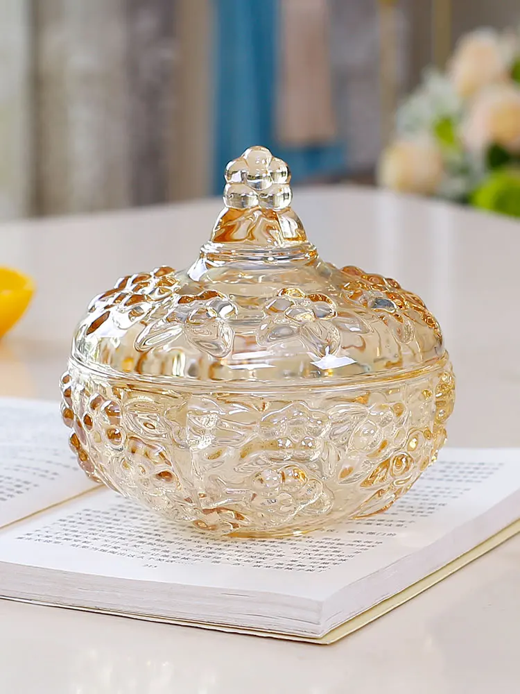 Crystal Glass Candy Box Small Exquisite Sugar Bowl Storage Jar with Lid Creative Decoration Sucrier Cute Glass Jar