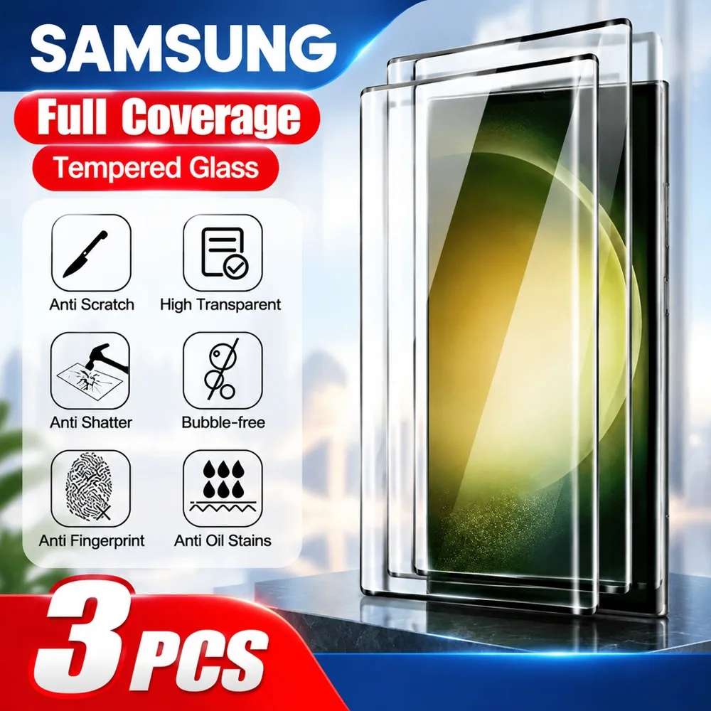 3PCS Tempered Glass For Samsung Galaxy S23 Ultra S23+ Screen Protector For Samsung Galaxy S23 FE S23 HD Anti-Scratch