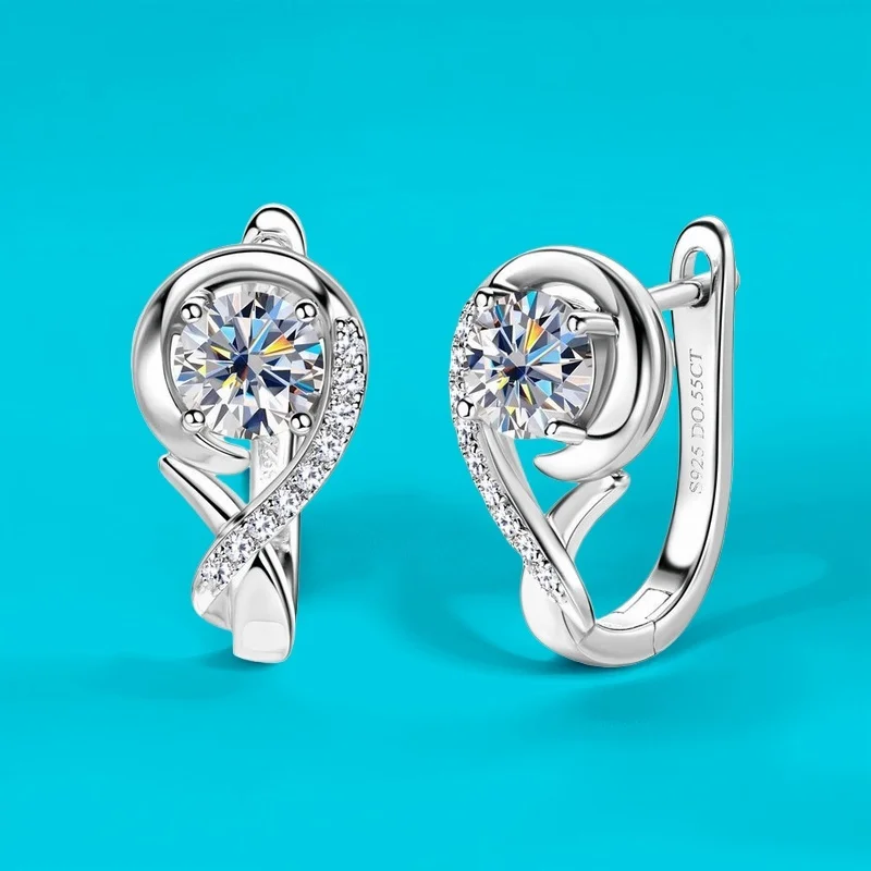 

Full Moissanite Mermaid Earrings 925 Silver GBA Certified Free Gift Box Stylish Trendy Jewelry for Women fashion Euro Style