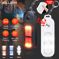 Hollarm Personal Safety Alarm Keychain 130dB for Women USB Rechargeable Protection Emergency LED Light Alarm for night running