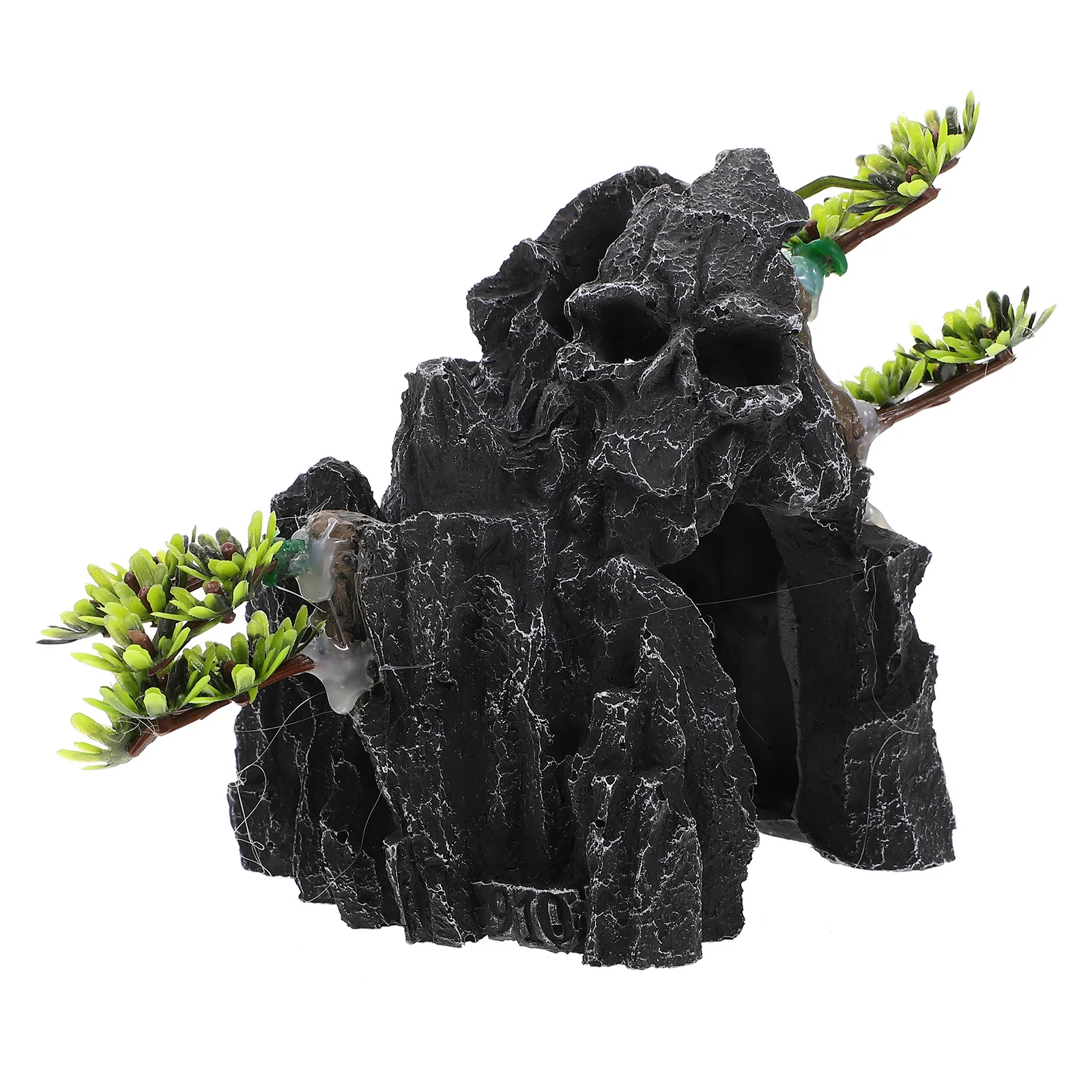 

Lifelike Resin Skull Mountain Aquarium Ornament Creative Fish Tank Rockery Decoration Durable Fish Shelter Adorn