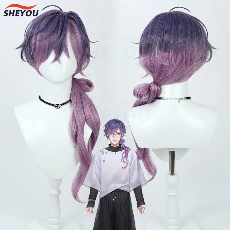 

Vtuber NIJISANJI Uki Violeta Cosplay Wig Dark Purple Gradient Long Heat Resistant Synthetic Hair Anime Cosplay Wigs + Wig Cap