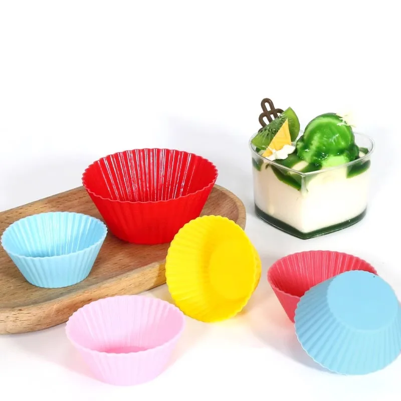 12Pcs Silicone Muffin Cupcake Mold Round Tart Top Pudding Cup Steamed Cake Mold image 6