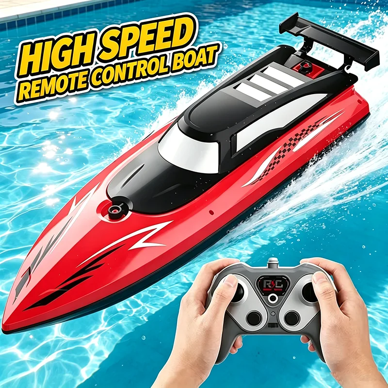Rc Boat High Speed Remote Control Boat Double Motor 2.4G Speedboat Simulated Wireless Model Water Toys Children Gift