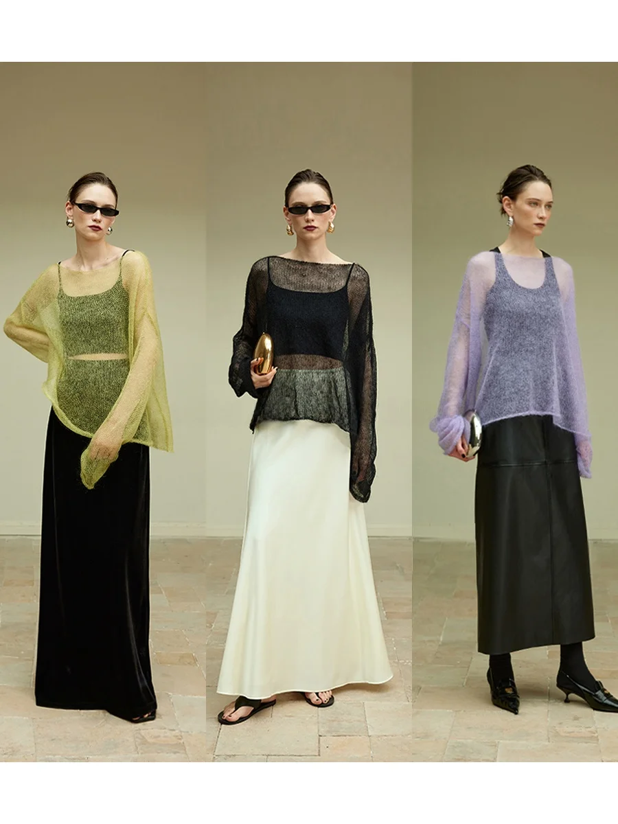

Mogas Heavy Industry Ji Fine Fce Feel Camere Lazy round Ne Cover up Hollow out Faionable Me Top Женский осенний топ