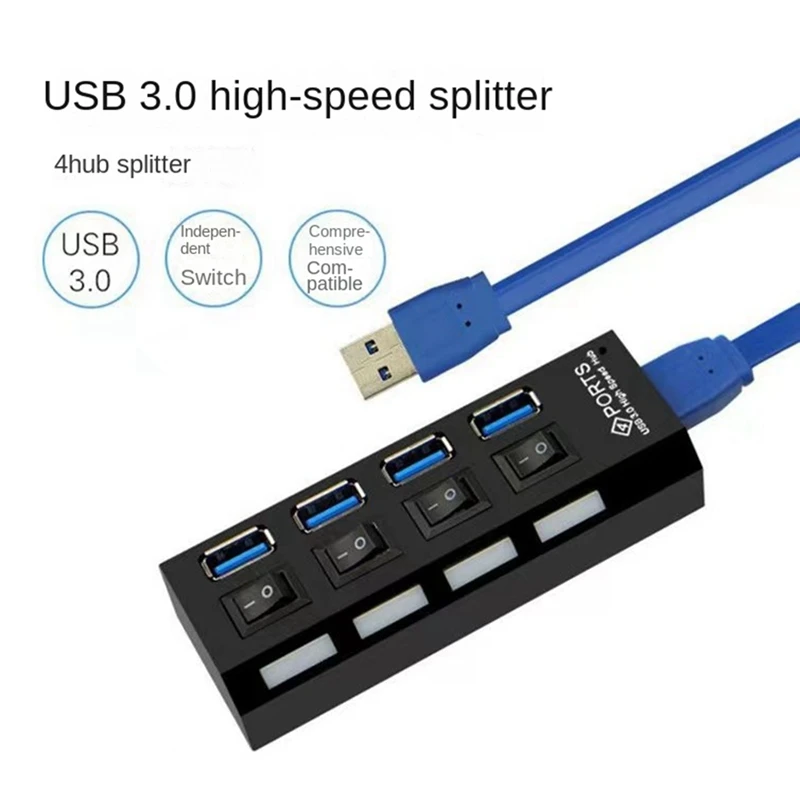 

USB 3.0 Адаптер питания, 4 порта, разветвитель с несколькими USB-портами, концентратор 3,0 USB, концентратор с 50 см кабелем, док-станция