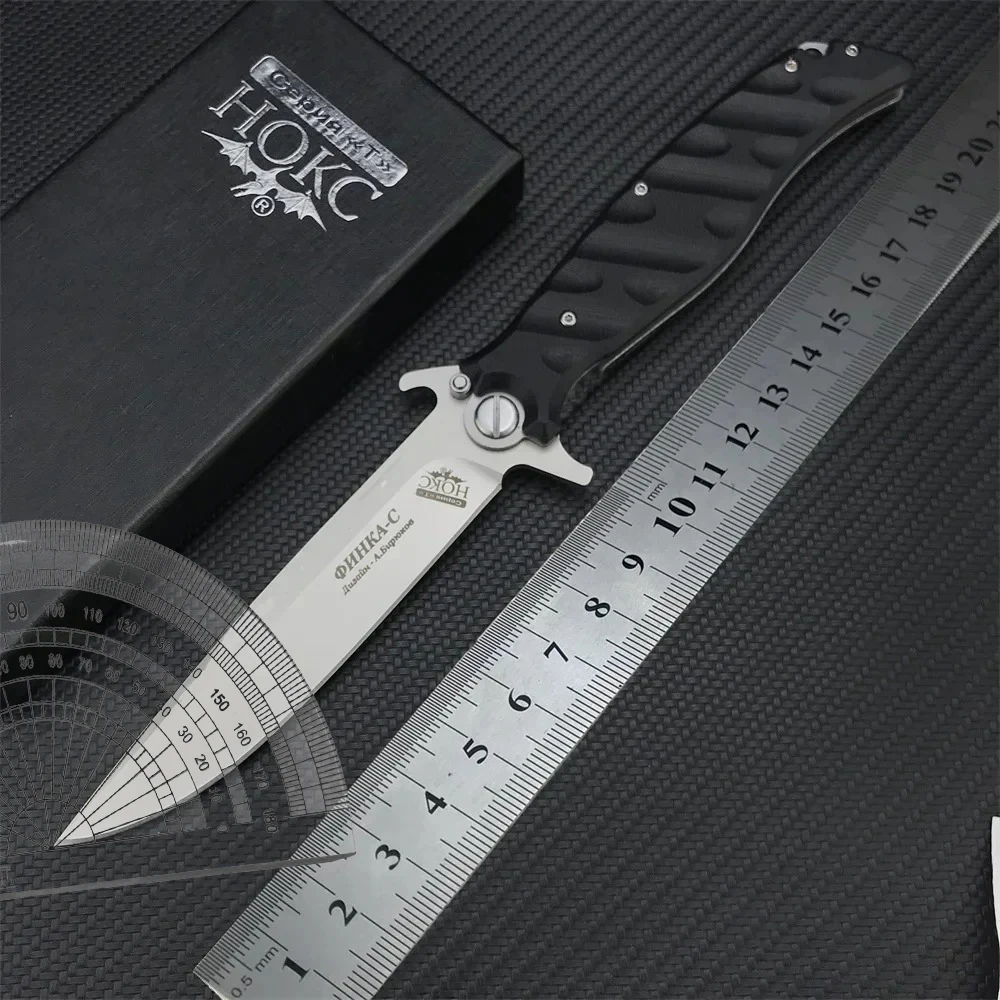 Russia HOKC Ball Bearing D2 Steel Blade G10 Handle Folding Knife EDC Tactical Rescue Multi Tool Portable Hunting Survival Knife