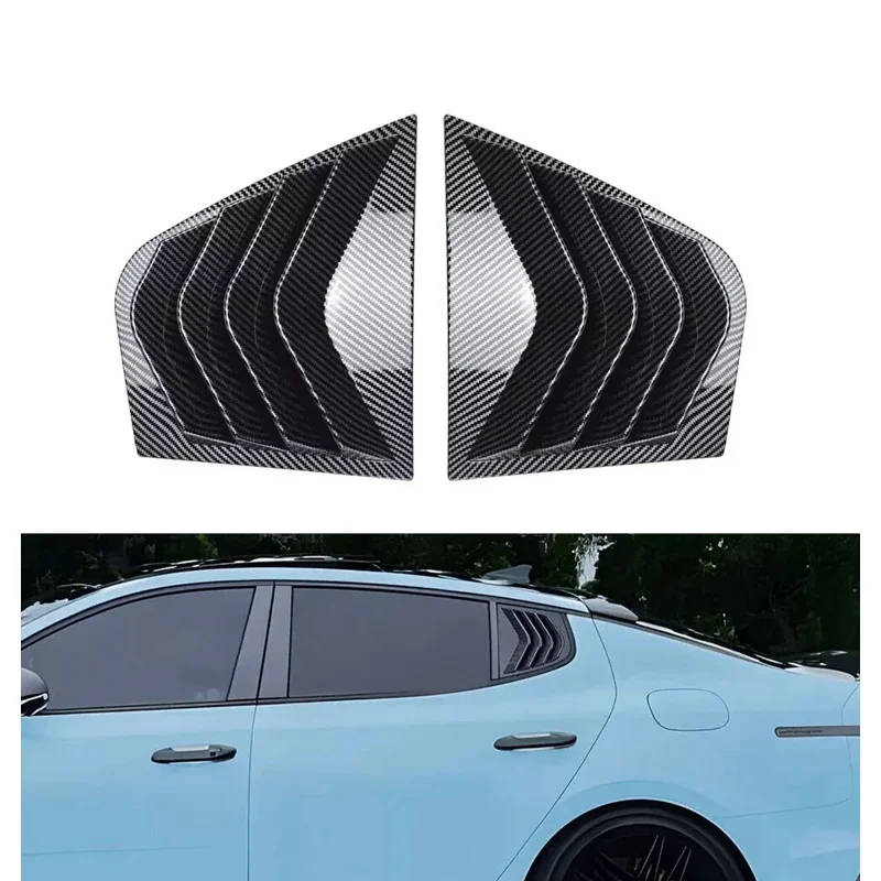 

For Kia Stinger 2018-2023 Carbon Fiber Car Rear Louver Window Side Shutter Cover Trim Sticker Vent Scoop ABS Black Accessories