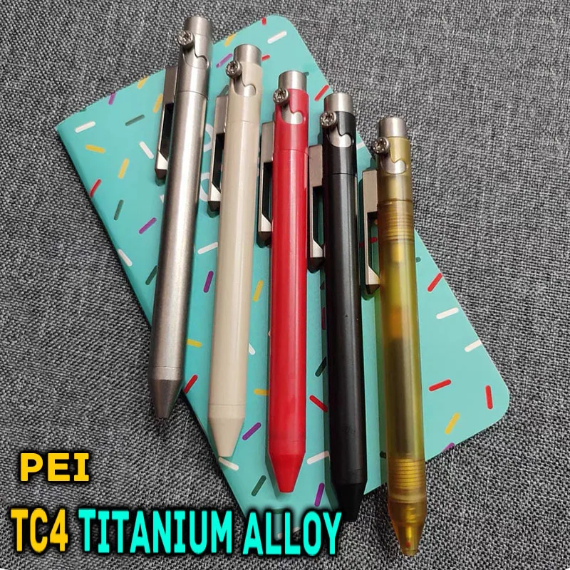 122Mm Pei Titanium Legering Bout Type Tactische Pen Met Back Clip Multi-Functionele Camping Handtekening Pen Zelfverdediging Breken Ramen