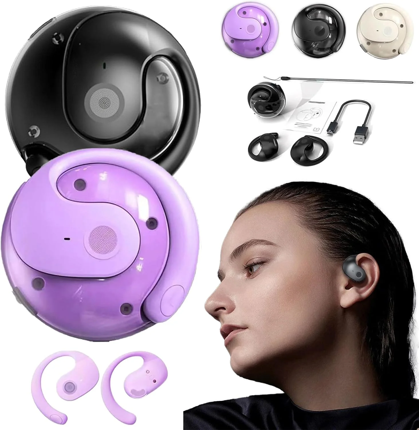 

AI Real-time Language Translation Earphones Wireless BT 144 Languages Ear Hanging Headphone Translator for Travel Business Learn